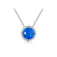 Load image into Gallery viewer, Lab Grown Blue Opal Necklace Blue Opal Pendant- FineColorJewels