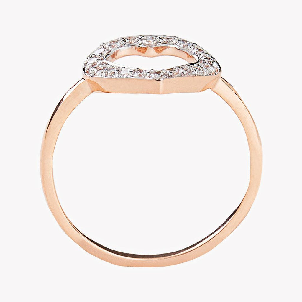 Diamond Heart Shaped 10k Rose Gold Ring - FineColorJewels