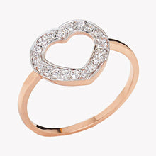 Load image into Gallery viewer, Diamond Heart Shaped 10k Rose Gold Ring - FineColorJewels