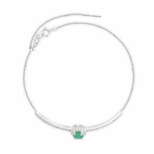 Load image into Gallery viewer, solitaire bracelet cuff bracelet green emerald cuff emerald bracelet natural emerald 925 sterling silver emerald bangle silver bracelet green bracelet silver emerald silver bangle fine bracelet fashion braceletEmerald Solitaire Bracelet - FineColorJewels