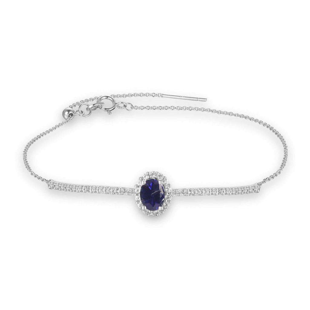 Genuine Sapphire Solitaire Bracelet in Sterling Silver