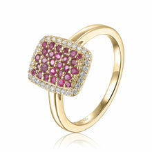 Load image into Gallery viewer, Ruby Cocktail Engagement Ring in Yellow Gold Plated Sterling Silver - FineColorJewels