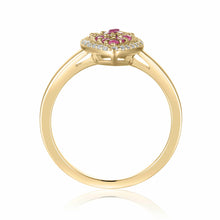 Load image into Gallery viewer, Natural Ruby Heart Cocktail Ring in Gold Plated Silver Red Ruby Statement Heart Ring- FineColorJewels