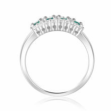 Load image into Gallery viewer, Emerald Statement Ring with Moissanite Sterling Silver Chunky Ring for Women - FineColorJewels