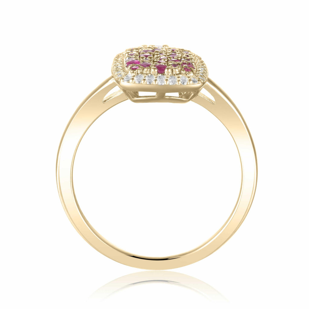  Sterling Silver Ruby Statement Ring for Women Square Statement Ring- FineColorJewels