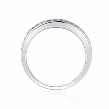 Load image into Gallery viewer,  Natural Sapphire Fashion Ring Gift For Her Dual Eternity Band Sterling Silver Sapphire Stackable Ring - FineColorJewels