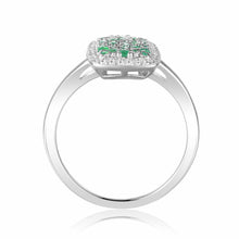Load image into Gallery viewer, Cocktail Ring in Sterling Silver Emerald - FineColorJewels