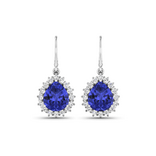 Load image into Gallery viewer, Genuine Tanzanite and Diamond Dangle Earrings