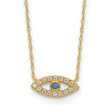 Load image into Gallery viewer, 10K Gold CZ Evil Eye Necklace Silver