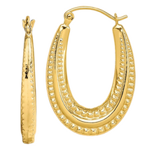 Load image into Gallery viewer, 10K Yellow Gold Oval Hollow Hoop Earrings