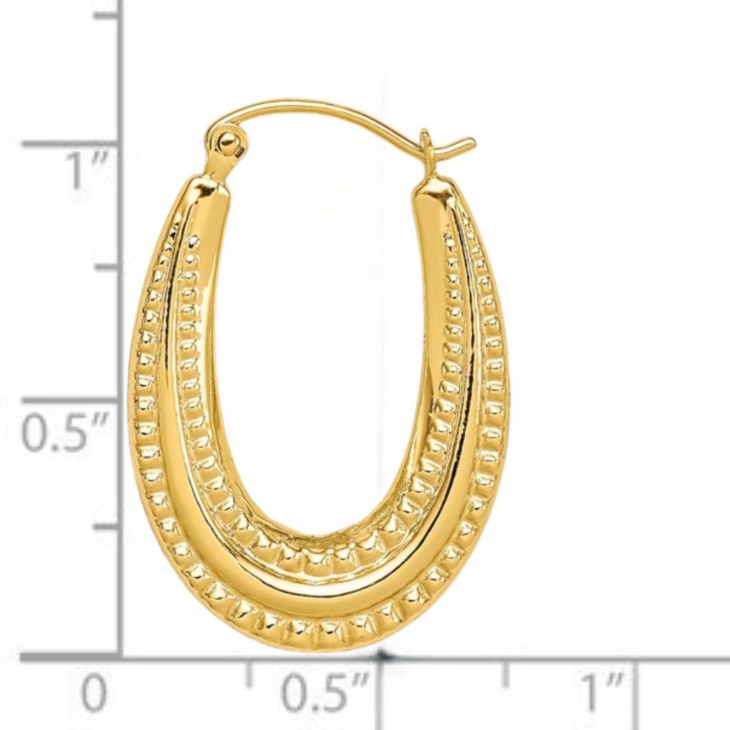 10K Yellow Gold Oval Hollow Hoop Earrings