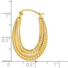 Load image into Gallery viewer, 10K Yellow Gold Oval Hollow Hoop Earrings