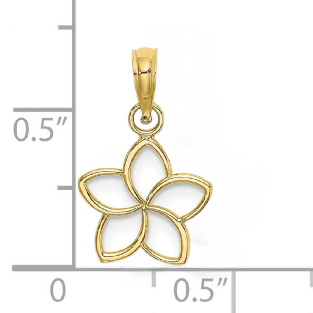 10k Gold Hawaiian Plumeria Flower Pendant