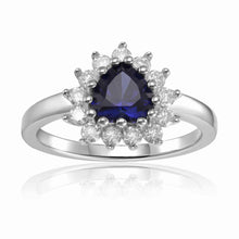 Load image into Gallery viewer, Blue Sapphire Heart Ring Blue Sapphire September Birthstone Ring Silver Heart Ring Gift For Women - FineColorJewels