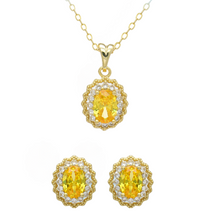 Load image into Gallery viewer, pendant set, citrine pendant. set, stunning citrine jewelry, fine jewelry, stunning yellow gemstone jewelry, affordable jewelry