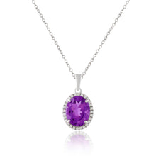 Load image into Gallery viewer, Purple Amethyst Pendant Necklace - FineColorJewels