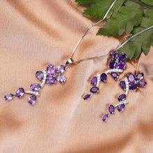 Load image into Gallery viewer, Natural Amethyst Leaf Jewelry Set Fine Color Jewels Amethyst Pendant Necklace, Amethyst Jewelry, Amethyst Necklace and Earrings Set, Amethyst Solitaire Necklace, Amethyst Stud Earrings, best gift for girls, best gift for women, dla-dm-discount-all-154898, February Birthstone Jewelry, gift for her, Gift for Mom, gift for women, gift from daughter, Healing Gemstone Pendant, Natural Amethyst Jewelry Set, Purple Gemstone Jewelry, Sterling Silver Amethyst Jewelry, Valentine&#39;s Day gift