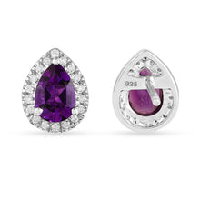 Load image into Gallery viewer, Natural Amethyst Teardrop Stud Earrings Fine Color Jewels Amethyst Jewelry, Amethyst Promise Studs, best gift for girls, best gift for women, Christmas gift, dla-dm-discount-all-154898, Engagement Studs, February Birthstone, gift for her, Gift for Mom, gift for women, gift from daughter, gift ideas for her, gifts for her, Mother&#39;s Day Gift, New Year gift, Purple Amethyst Studs, Teardrop Halo Studs, Valentine&#39;s Day gift