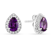 Load image into Gallery viewer, Natural Amethyst Teardrop Stud Earrings Fine Color Jewels Amethyst Jewelry, Amethyst Promise Studs, best gift for girls, best gift for women, Christmas gift, dla-dm-discount-all-154898, Engagement Studs, February Birthstone, gift for her, Gift for Mom, gift for women, gift from daughter, gift ideas for her, gifts for her, Mother&#39;s Day Gift, New Year gift, Purple Amethyst Studs, Teardrop Halo Studs, Valentine&#39;s Day gift