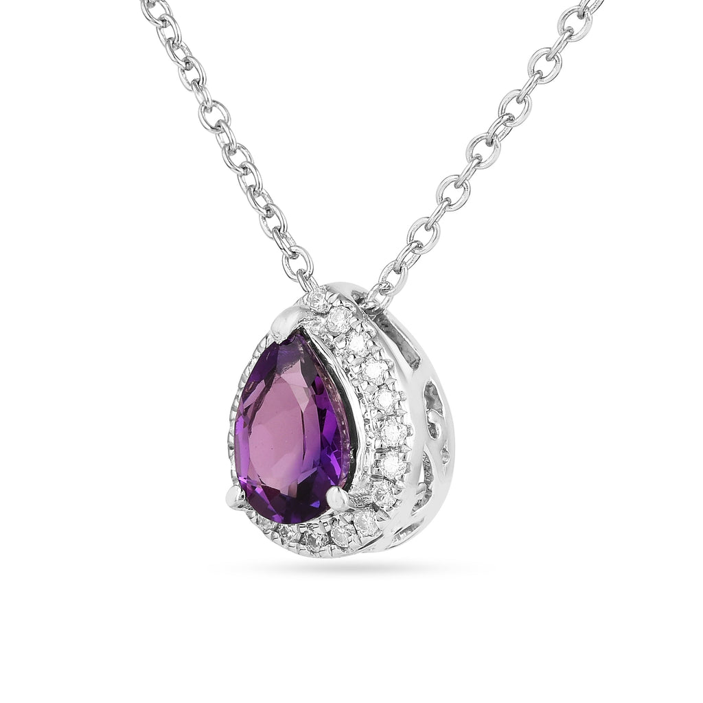 Natural Amethyst Teardrop Pendant Necklace