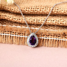 Load image into Gallery viewer, Natural Amethyst Teardrop Pendant Necklace