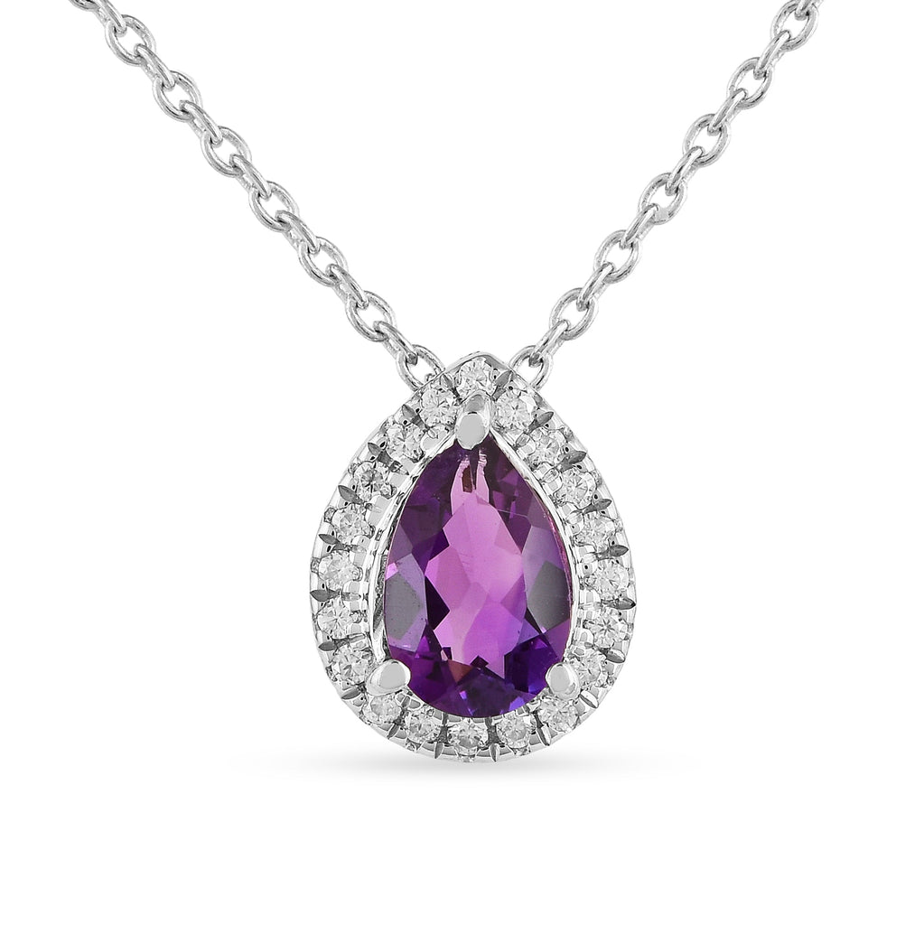 Natural Amethyst Teardrop Pendant Necklace