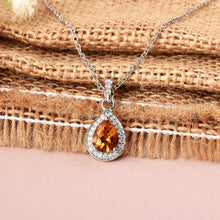 Load image into Gallery viewer, Natural Citrine Teardrop Pendant Necklace FineColorJewels 925 Sterling Silver, dla-dm-discount-all-154898, Halo Pendant Necklace, Natural Citrine Pear Pendant, Necklace Wedding Gift, November Birthstone Necklace Teardrop, Yellow Gemstone Necklace