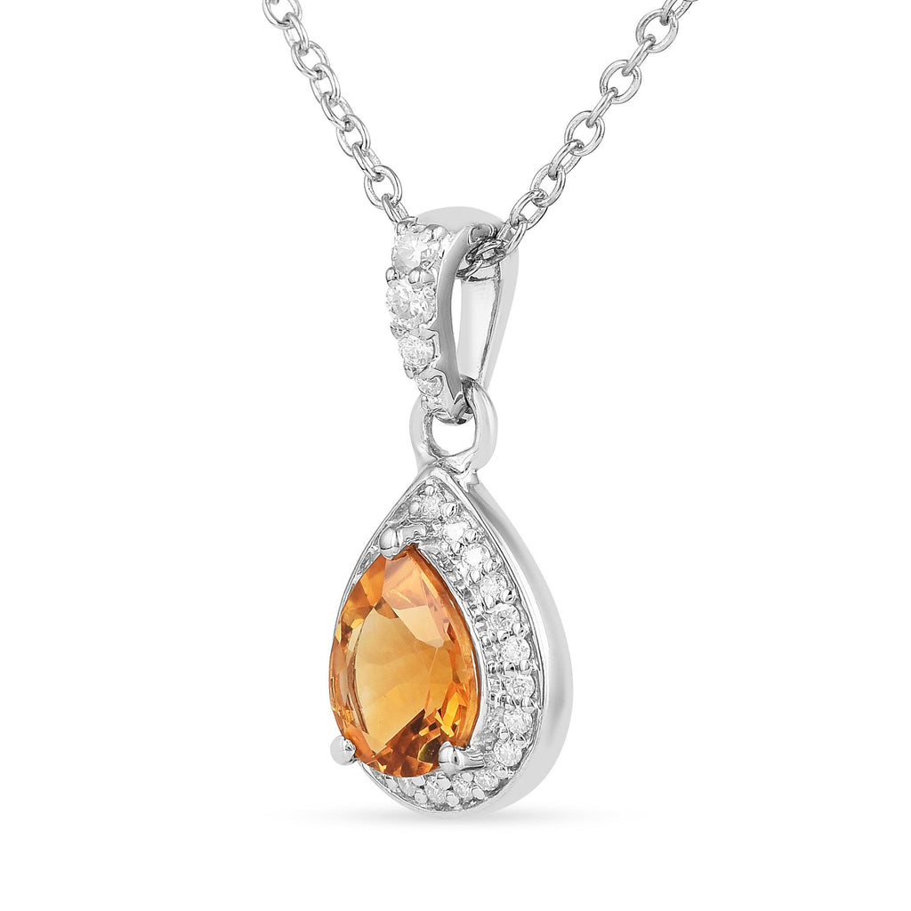 Natural Citrine Teardrop Pendant Necklace FineColorJewels 925 Sterling Silver, dla-dm-discount-all-154898, Halo Pendant Necklace, Natural Citrine Pear Pendant, Necklace Wedding Gift, November Birthstone Necklace Teardrop, Yellow Gemstone Necklace