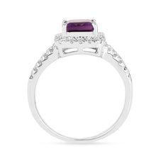 Load image into Gallery viewer, Natural Amethyst Octagon Halo Ring