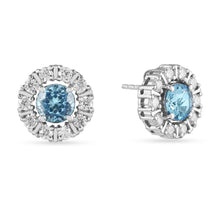 Load image into Gallery viewer, Natural Blue Topaz Halo Stud Earrings