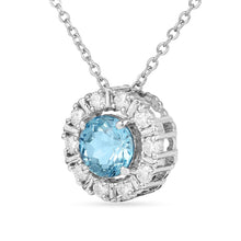 Load image into Gallery viewer, Natural Blue Topaz Round Halo Pendant Necklace FineColorJewels 925 Sterling Silver, ANNIVERSARY GIFT, best gift for girls, best gift for women, Blue Gemstone Necklace, Blue Topaz Pendant, Bridesmaid Gift for Her, Christmas gift, Dainty Topaz Necklace, December Birthstone Necklace, dla-dm-discount-all-154898, Gift for Daughter, Gift for Girlfriend, gift for her, Gift for Mom, gift for women, gift from daughter, gift ideas for her, gifts for her, Thanksgiving Gift, Valentine&#39;s Day gift