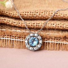 Load image into Gallery viewer, Natural Blue Topaz Round Halo Pendant Necklace FineColorJewels 925 Sterling Silver, ANNIVERSARY GIFT, best gift for girls, best gift for women, Blue Gemstone Necklace, Blue Topaz Pendant, Bridesmaid Gift for Her, Christmas gift, Dainty Topaz Necklace, December Birthstone Necklace, dla-dm-discount-all-154898, Gift for Daughter, Gift for Girlfriend, gift for her, Gift for Mom, gift for women, gift from daughter, gift ideas for her, gifts for her, Thanksgiving Gift, Valentine&#39;s Day gift