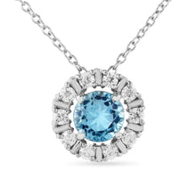 Load image into Gallery viewer, Natural Blue Topaz Round Halo Pendant Necklace FineColorJewels 925 Sterling Silver, ANNIVERSARY GIFT, best gift for girls, best gift for women, Blue Gemstone Necklace, Blue Topaz Pendant, Bridesmaid Gift for Her, Christmas gift, Dainty Topaz Necklace, December Birthstone Necklace, dla-dm-discount-all-154898, Gift for Daughter, Gift for Girlfriend, gift for her, Gift for Mom, gift for women, gift from daughter, gift ideas for her, gifts for her, Thanksgiving Gift, Valentine&#39;s Day gift