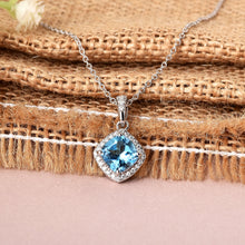 Load image into Gallery viewer, Natural Blue Topaz Cushion Pendant Necklace