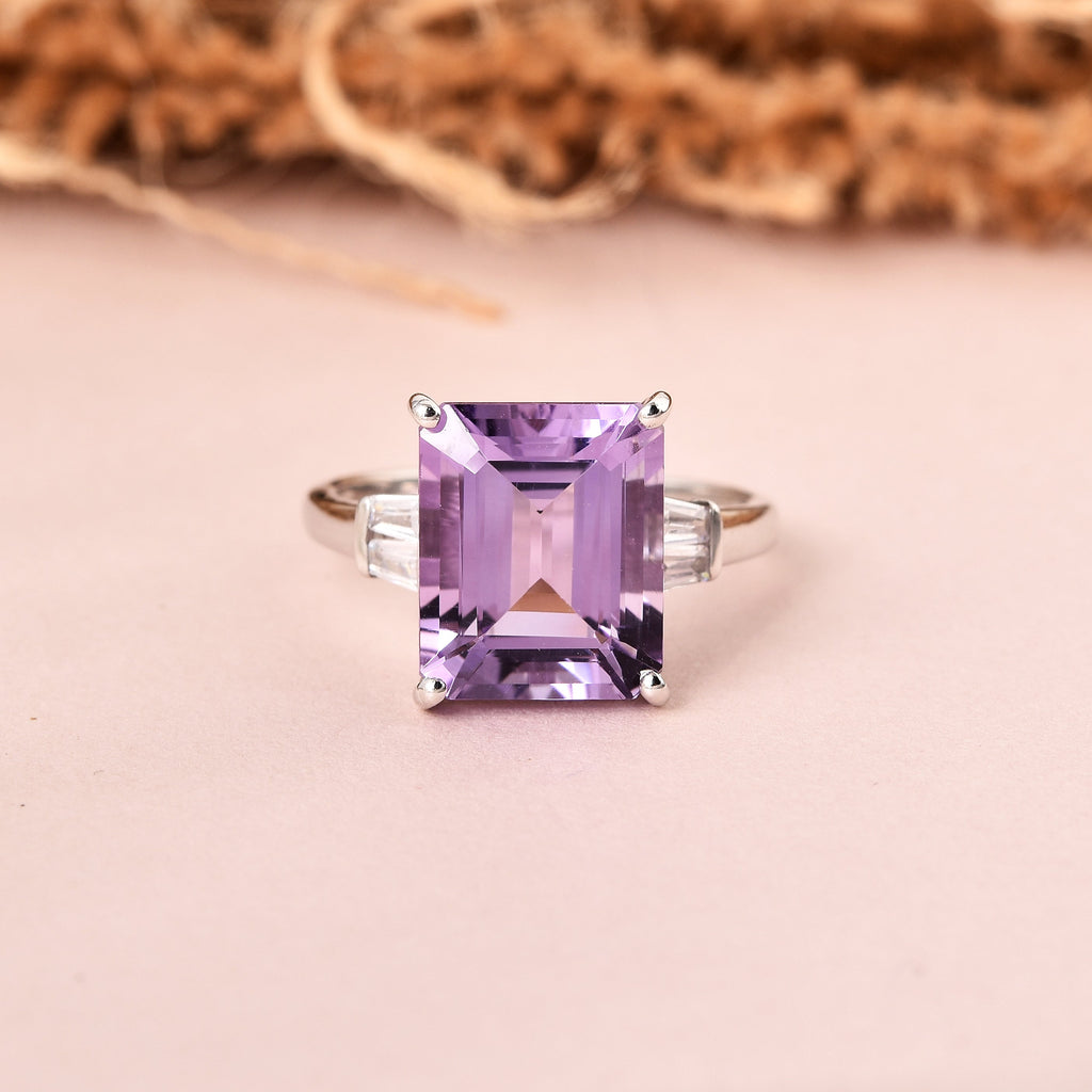 purple Amethyst Ring	Large Amethyst Ring	February Birthstone	purple cocktail ring	purple silver ring	natural amethyst	ring gift for her	purple jewlery gift	feb birthday gift	purple statement	match ring for gown	purple amethyst gift	ring gift for women