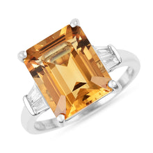 Load image into Gallery viewer, Yellow Citrine Ring 5.50 Carat Octagon Citrine Ring 