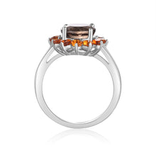 Load image into Gallery viewer, Sterling Silver Smoky Quartz with Citrine Ring - FineColorJewels