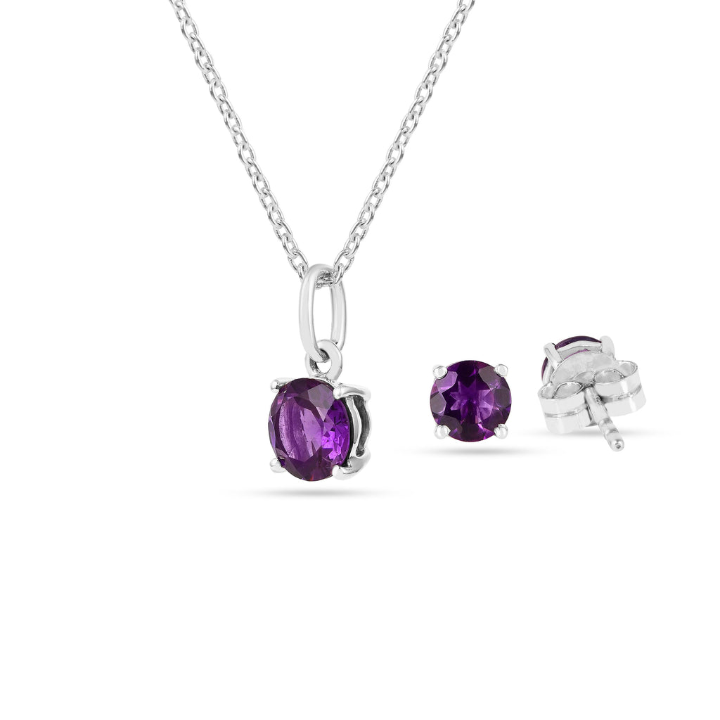 Purple Solitaire Amethyst Jewelry Set Fine Color Jewels Amethyst, Amethyst Jewelry, Amethyst Necklace, dla-dm-discount-all-143240, dla-dm-discount-all-154898, natural amethyst, New, purple amethyst