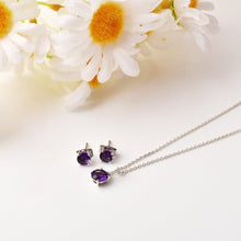 Load image into Gallery viewer, Purple Solitaire Amethyst Jewelry Set Fine Color Jewels Amethyst, Amethyst Jewelry, Amethyst Necklace, dla-dm-discount-all-143240, dla-dm-discount-all-154898, natural amethyst, New, purple amethyst