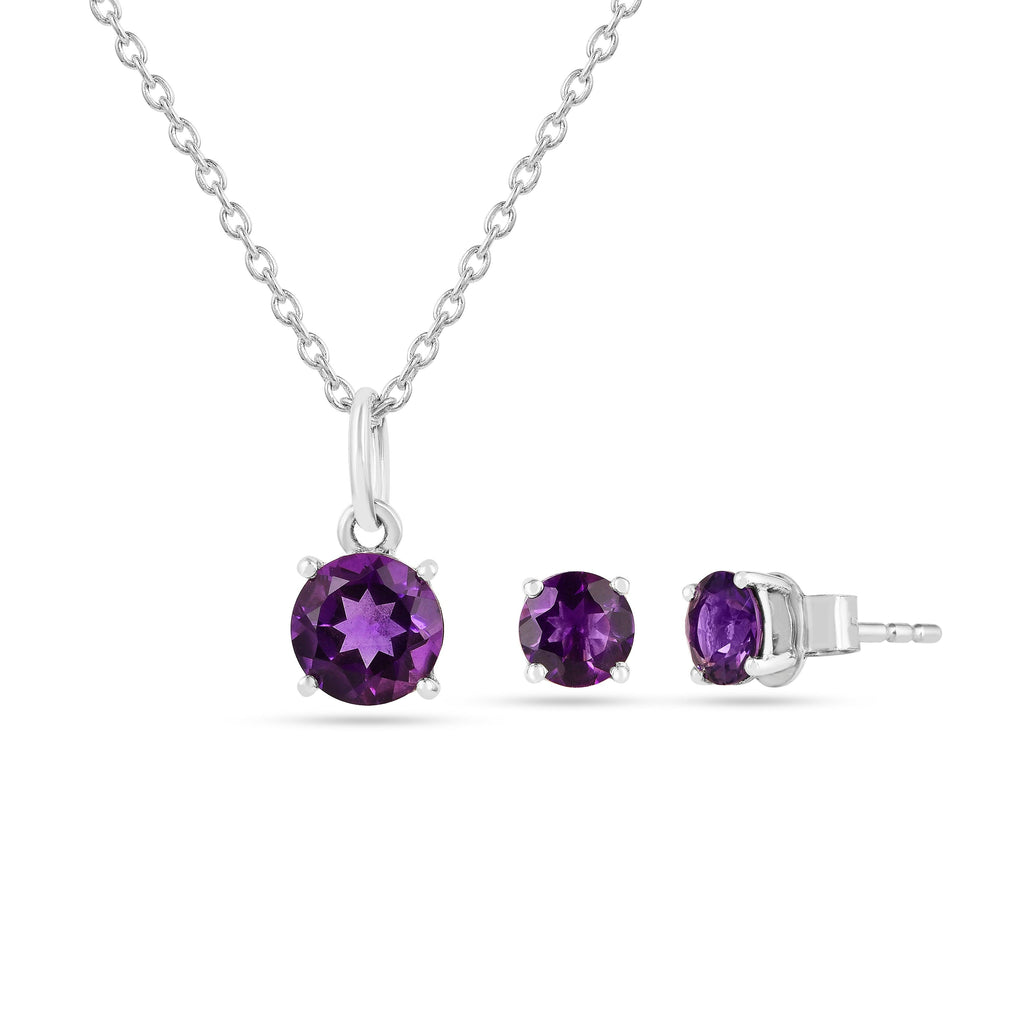 Purple Solitaire Amethyst Jewelry Set Fine Color Jewels Amethyst, Amethyst Jewelry, Amethyst Necklace, dla-dm-discount-all-143240, dla-dm-discount-all-154898, natural amethyst, New, purple amethyst