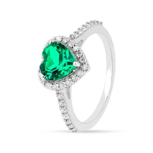 Load image into Gallery viewer, Colombian Created Emerald Halo Heart Ring Fine Color Jewels best gift for girls, best gift for women, Christmas gift, Dainty Birthstone Ring, dainty emerald ring, dla-dm-discount-all-154898, Emerald halo ring, Emerald pave ring, emerald ring for her, gift for her, Gift for Mom, gift for women, gift from daughter, Halo Heart Promise Ring, Heart Gemstone Ring, Heart Wedding Ring, Lab Created Emerald Ring, may birthstone ring, Mother&#39;s Day Gift, New Year gift, Valentine&#39;s Day gift