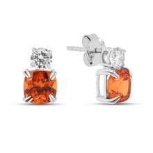 Load image into Gallery viewer, Peach Sapphire Stud Earrings