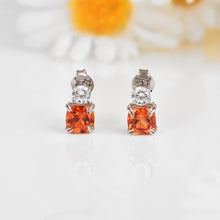 Load image into Gallery viewer, Peach Sapphire Stud Earrings