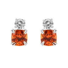 Load image into Gallery viewer, Peach Sapphire Stud Earrings