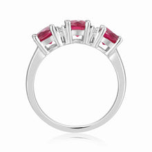 Load image into Gallery viewer, Ruby Three Stone Ring - FineColorJewels