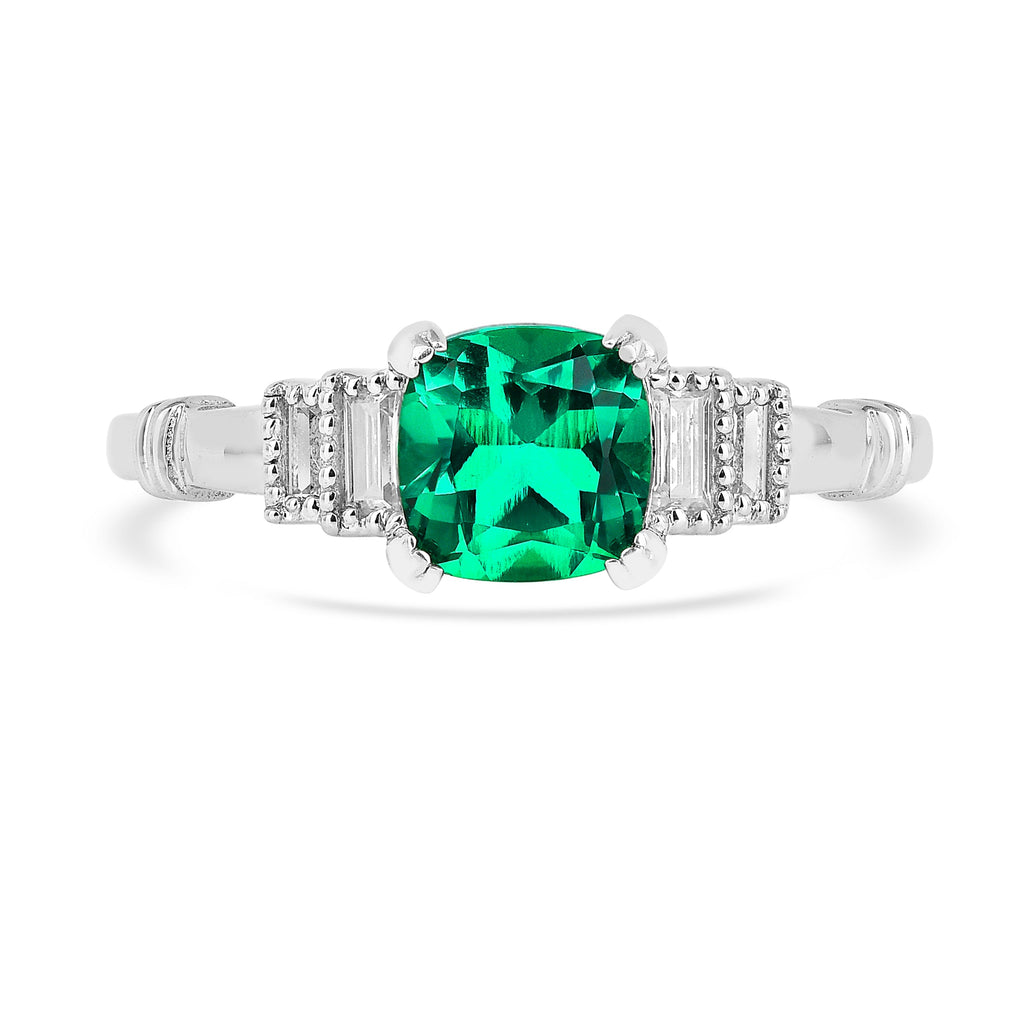 Colombian Created Emerald Five Stone Ring