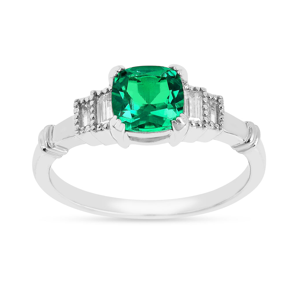 Colombian Created Emerald Five Stone Ring