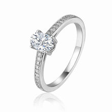 Load image into Gallery viewer, Moissanite Solitaire Ring with Moissanite Accents in Sterling Silver - FineColorJewels