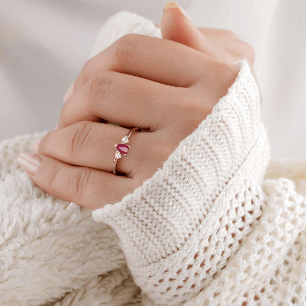 Pear shape ruby ring, gift for women, gift for her, gift for wife