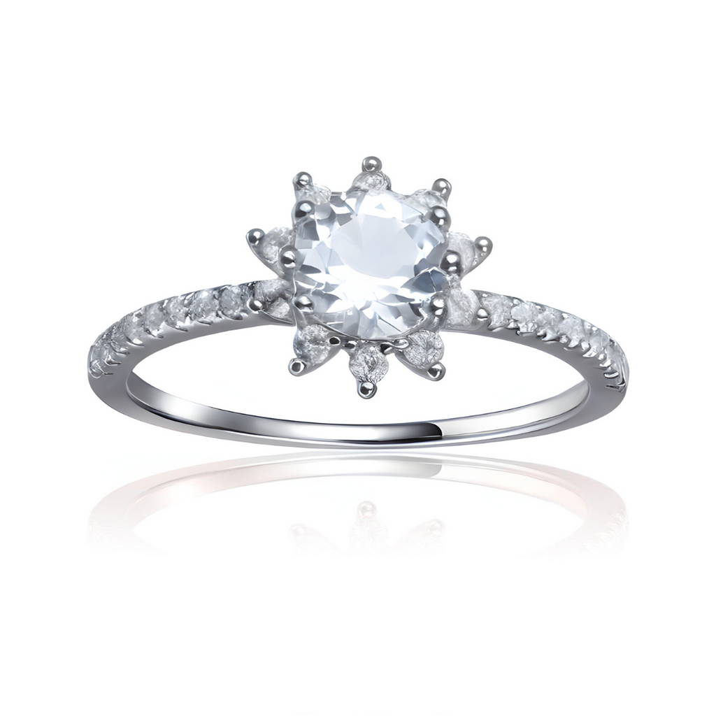 White Topaz Flower Ring